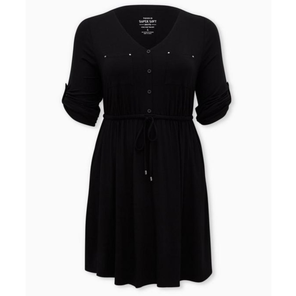 Torrid Black Button-Front Drawstring Waist Size 4x 24/26
